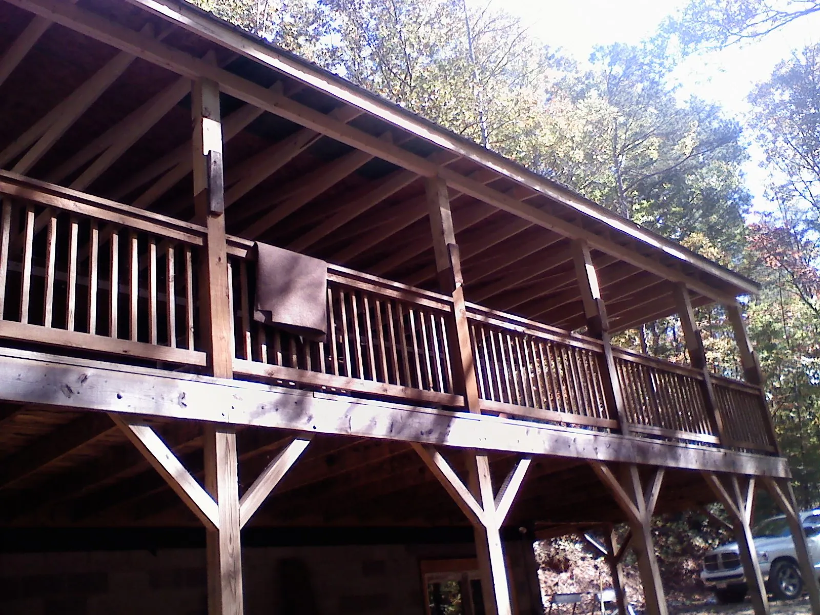 Timber framing under a new elevated porch and deck — Roof Leak Repair in Capron by Roofing Brothers